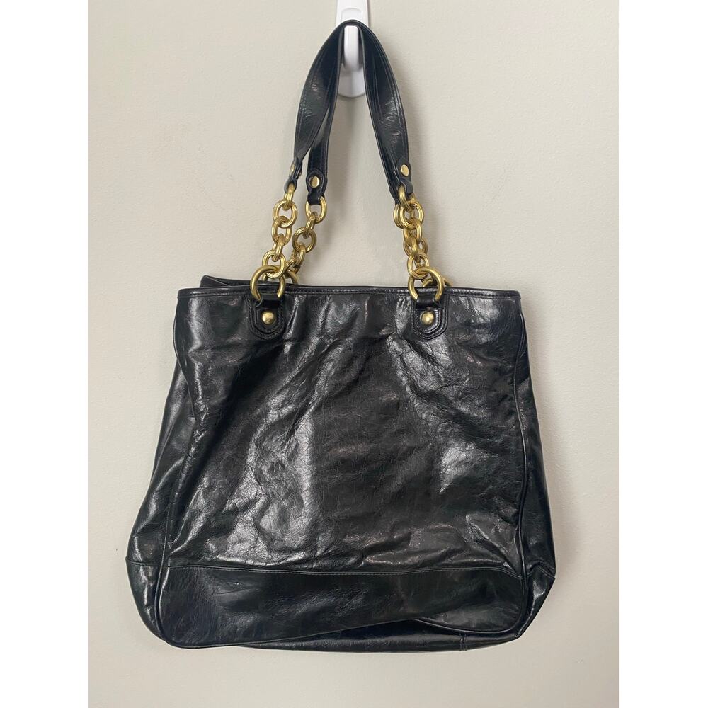 Vintage Y2K Coach Poppy Plushlock Black Leather Tote Shoulder Bag - Picture 3 of 5